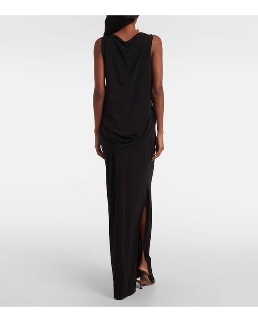 Jacquemus Black Peplo Draped Jersey Maxi Dress
