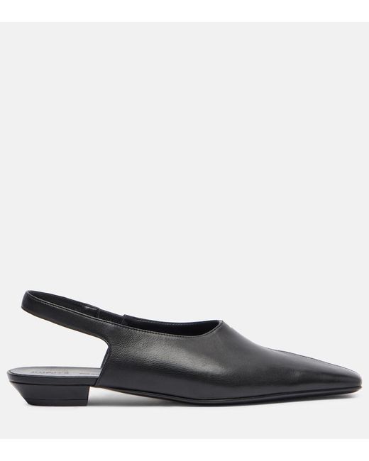 Khaite Black Celia Leather Slingback Flats