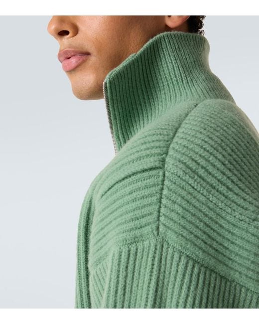 Jil Sander Wool Zip-Up Cardigan in Green for Men | Lyst
