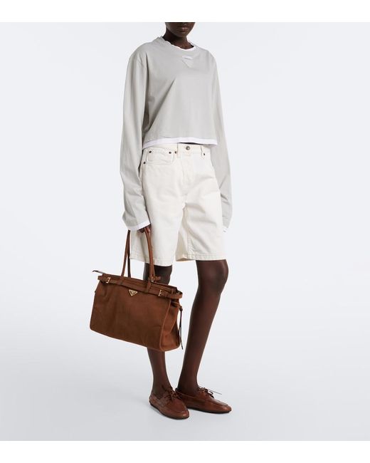 Prada White Cotton Pique And Jersey Top