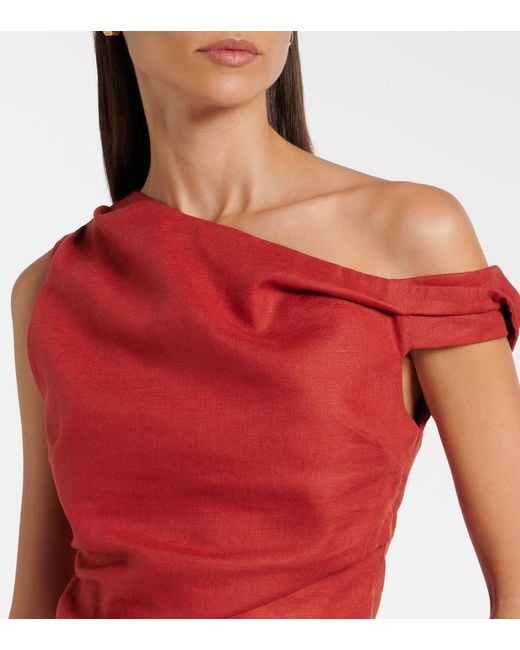 Sir Red Asymmetric Linen Top