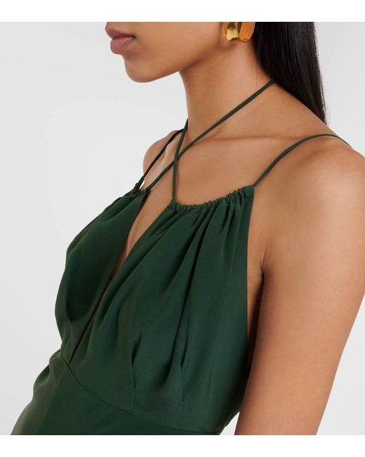 Vestido Midi De Crepe De China De Seda Totême  de color Green