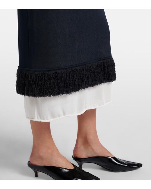 Bottega Veneta Black Knitted Silk Midi Skirt