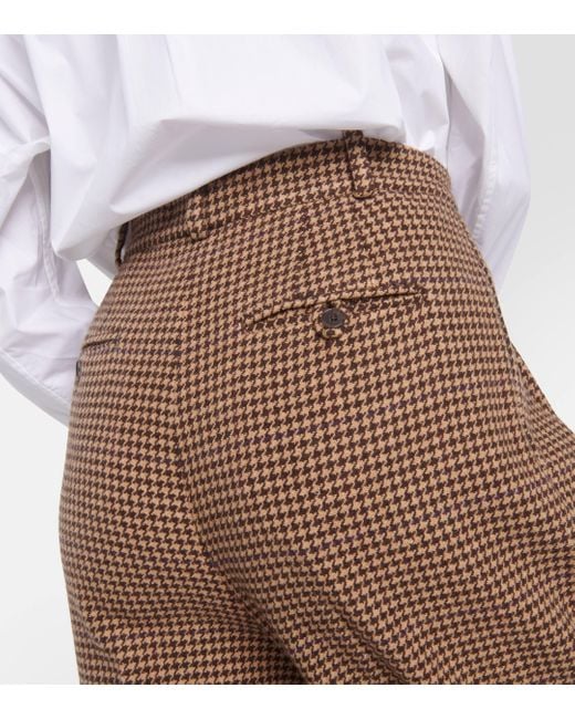 Polo Ralph Lauren Brown Houndstooth Tweed Wide-leg Pants