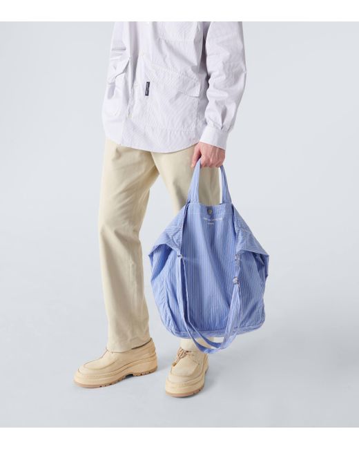 Comme des Garçons Blue Garment Striped Cotton Tote Bag for men