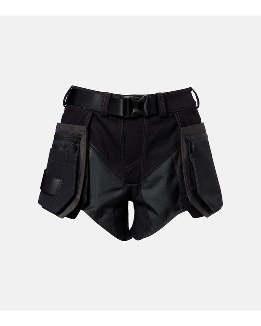 Mugler Black Low-Rise-Shorts Aus Baumwolle