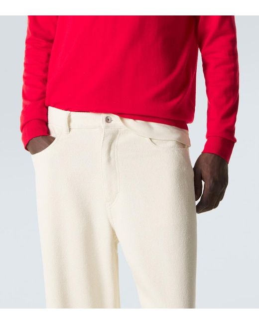 Auralee White Silk Denim Wide-Leg Pants for men