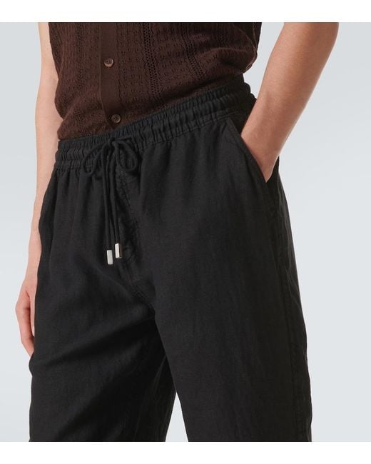 Vilebrequin Black Pacha Linen Wide-Leg Pants for men