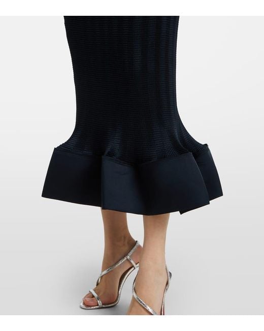 Jonathan Simkhai Blue Hollis Ruffled Knitted Midi Skirt