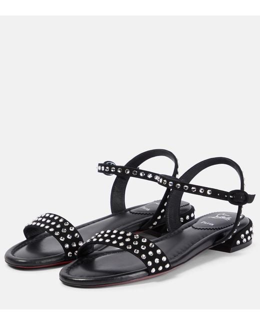 Christian Louboutin Black Sweet Jane Strass Boum Suede Sandals