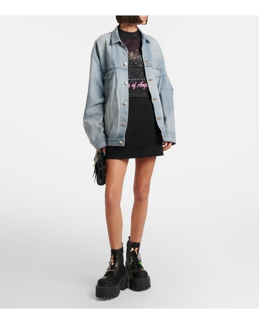 Balenciaga Black Embellished Leather Platform Combat Boots