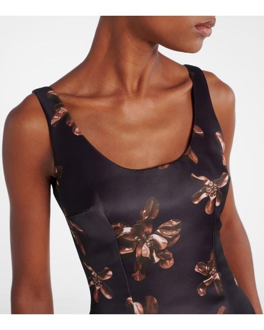 Emilia Wickstead Purple Tippi Floral Genzianella Midi Dress