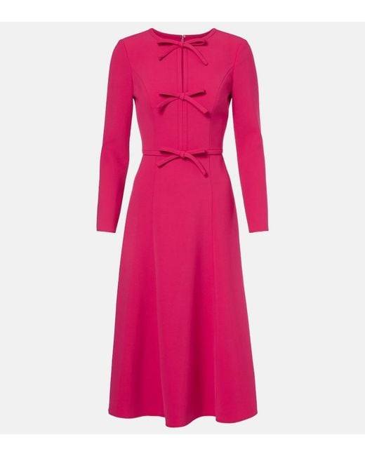Carolina Herrera Pink Bow-Detail Crepe Midi Dress