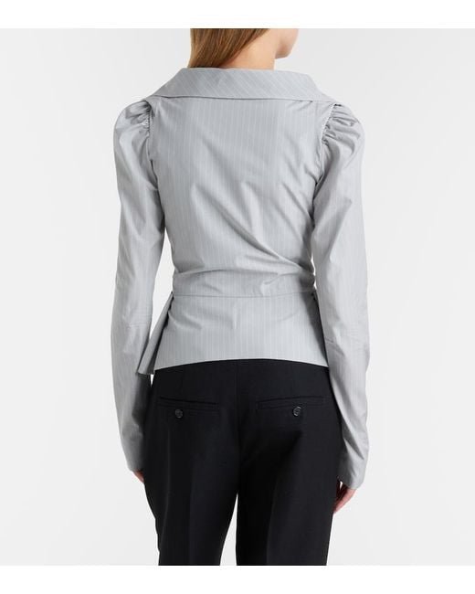 Vivienne Westwood Gray Monday Pinstripe Peplum Cotton Shirt