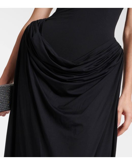 Magda Butrym Black Jersey Draped Bustier Long Dress
