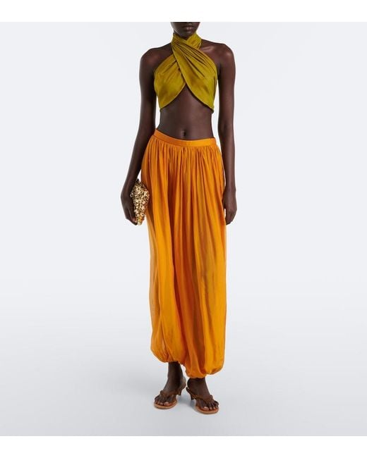 retroféte Orange Evolet Chiffon Balloon Pants