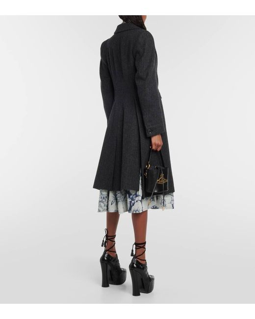 Vivienne Westwood Black Chalk Stripe Wool-blend Coat