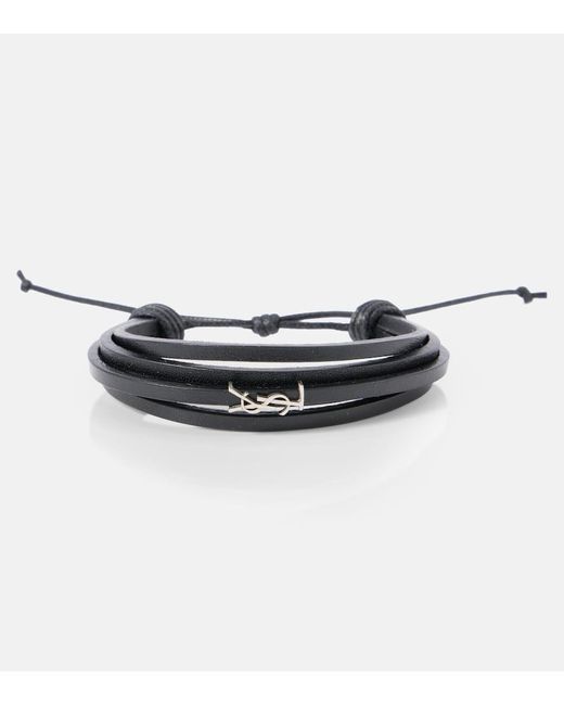 Pulsera Cassandre De Piel Saint Laurent de color Black
