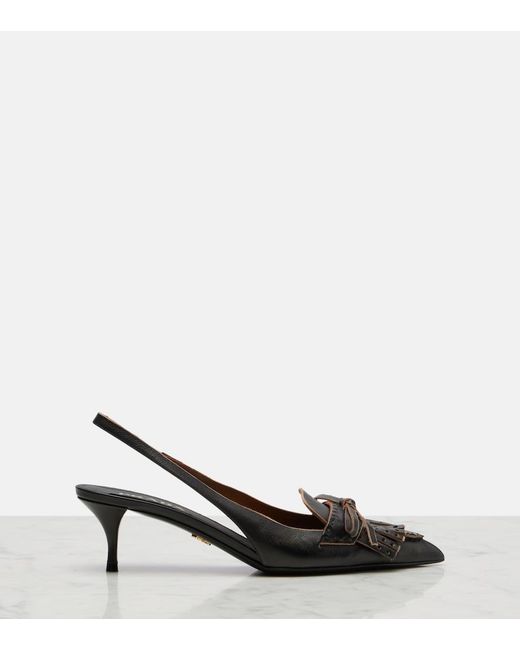 Prada Black Slingback-Pumps Aus Leder