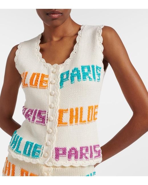 Chloé Pink Crocheted Cotton Top