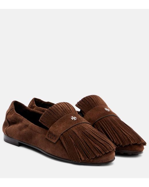 Tory Burch Brown Loafers Ballet Aus Veloursleder