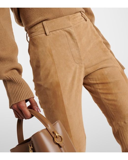 Joseph Natural Coleman Cropped Suede Straight Pants