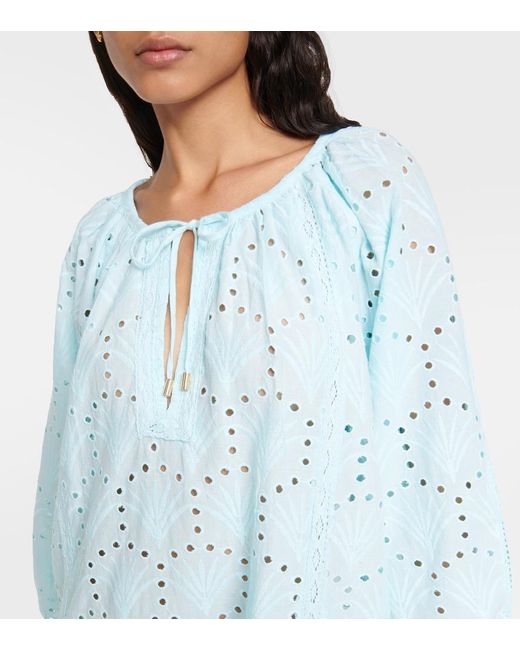 Melissa Odabash Blue Ashley Embroidered Cotton Minidress