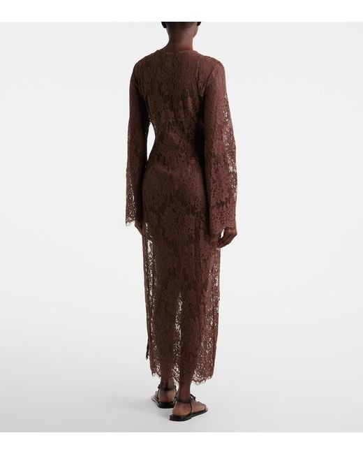 Bananhot Brown Millie Cotton And Silk Lace Maxi Dress