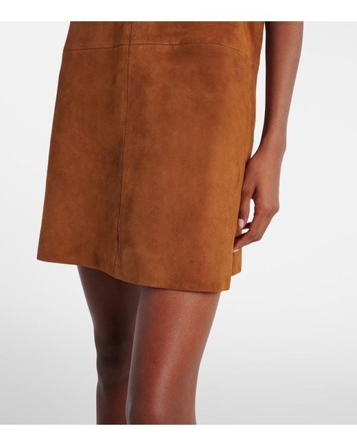FRAME Brown The Suede City Suede Minidress