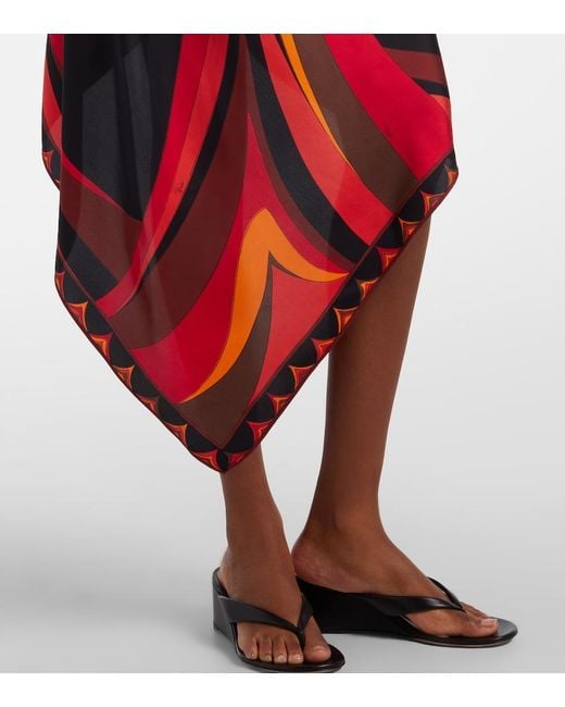Emilio Pucci Red Printed Halterneck Silk-Twill Midi Dress