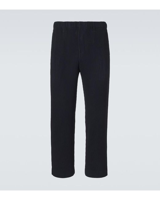 Homme Plissé Issey Miyake Blue Basics Pleated Straight Pants for men