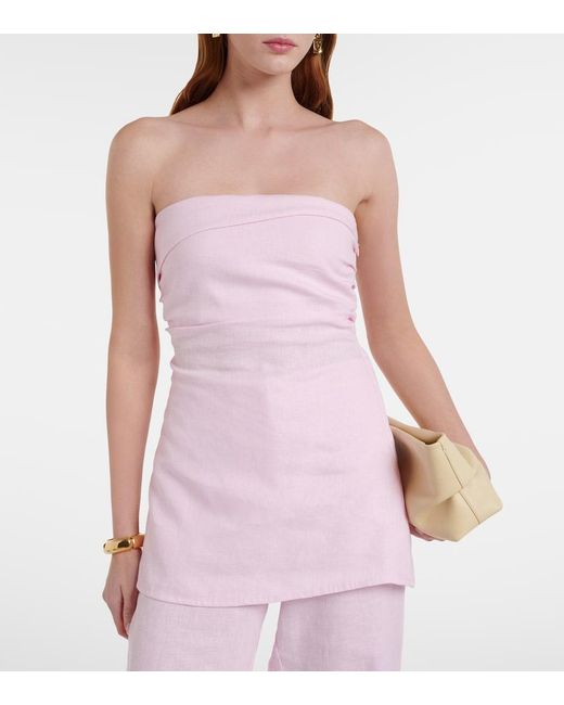 Faithfull The Brand Pink Boe Linen Bustier Top