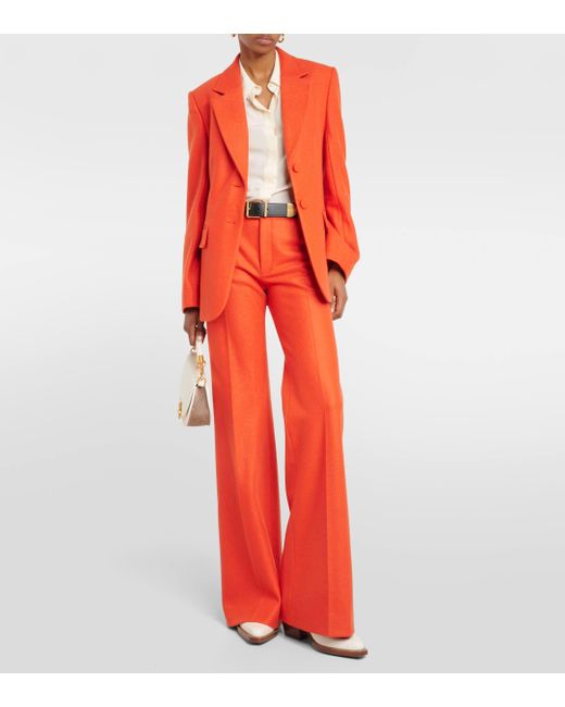 Chloé Orange Felted Wool And Cashmere Jersey Blazer