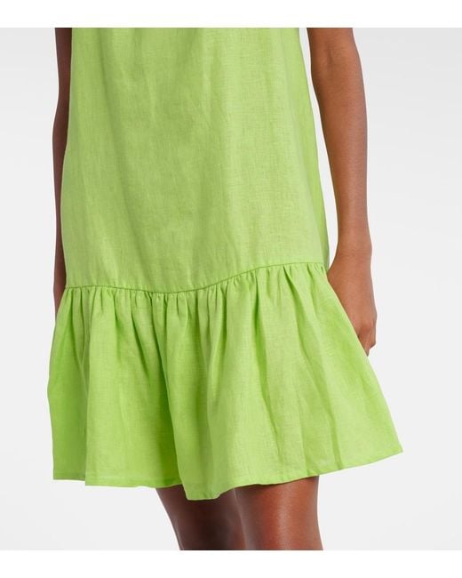 Asceno Green Adana Linen Minidress