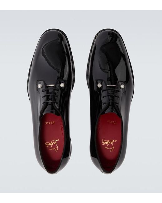 Christian Louboutin Black Chambeliss Patent Leather Derby Shoes for men
