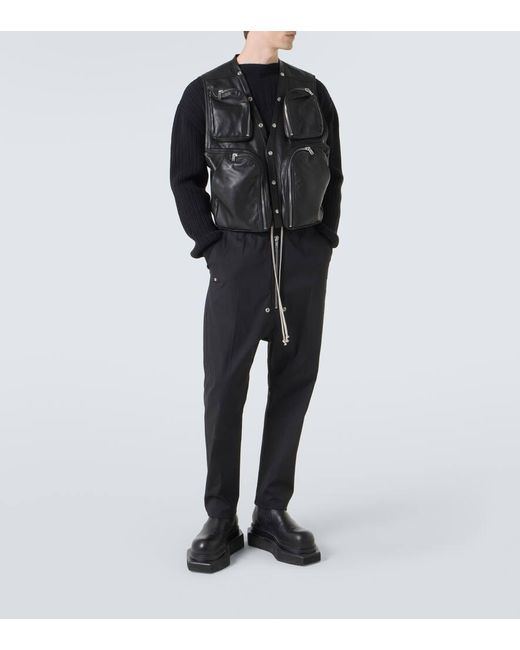 Rick Owens Black Leather Vest for men