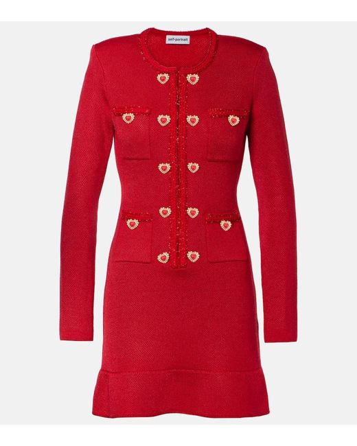 Self-Portrait Red Knitted Minidress