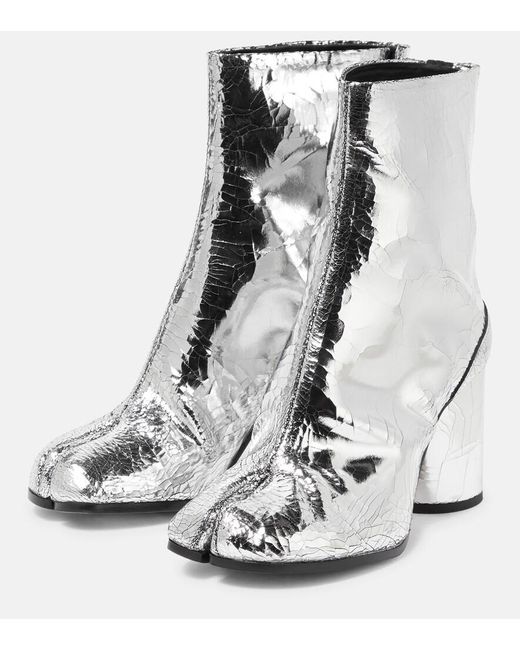 Maison Margiela White Tabi Metallic Leather Ankle Boot
