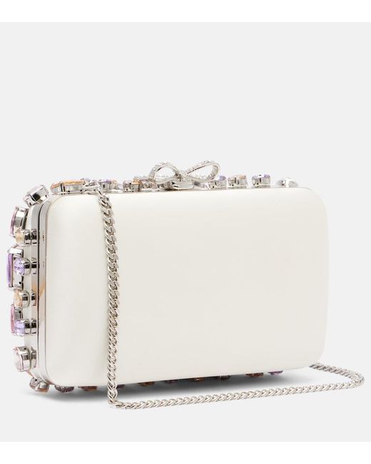 Self-Portrait Pink Crystal-Embellished Box Clutch