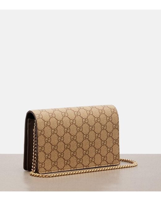 Gucci Brown Gg Marmont Canvas Wallet On Chain