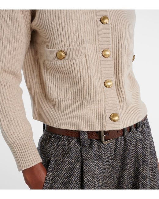 Cardigan De Lana, Cachemir Y Seda Brunello Cucinelli de color Natural