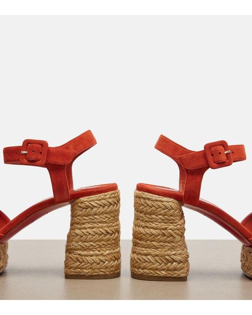 Christian Louboutin Red Calakala Suede Espadrille Sandals