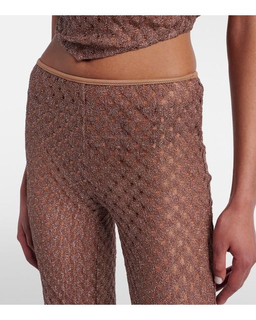 Missoni Brown Open-Knit Lame Flared Pants