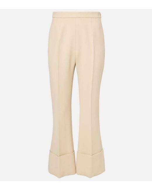 Valentino Natural Virgin Wool Crepe Flared Pants