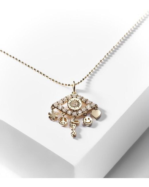 Sydney Evan White Evil Eye 14Kt Necklace With Diamonds