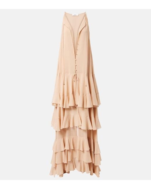Chloé Natural Maxikleid Aus Seiden-Georgette