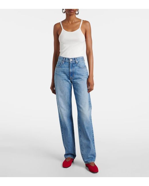 SLVRLAKE Denim Blue Sophie High-Rise Straight Jeans