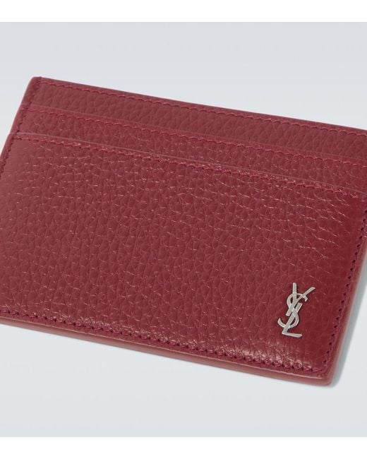 Saint Laurent Red Tiny Cassandre Leather Card Holder for men