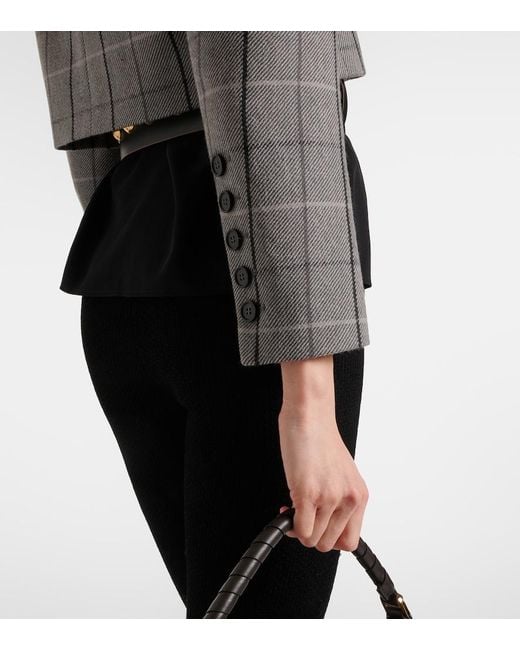 Chloé Gray Checked Cropped Wool Jacket