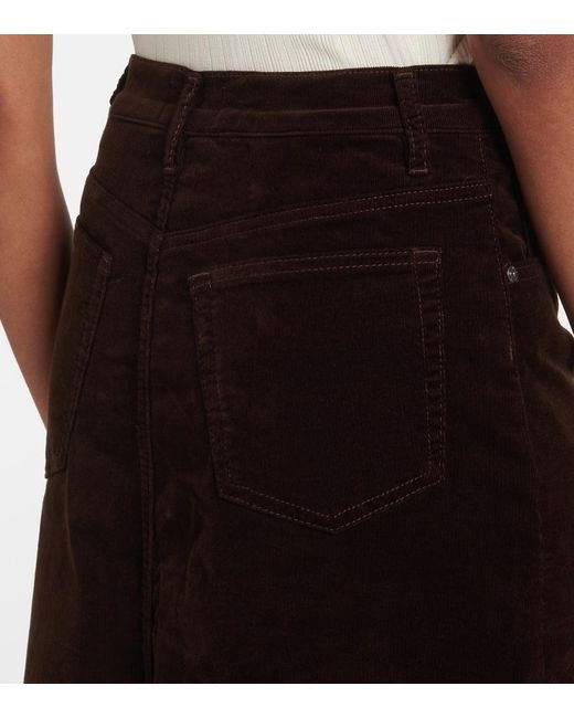FRAME Black Corduroy Button-Front Midi Skirt